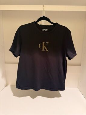 Calvin Klein Black Tee with Gold CK Monogram